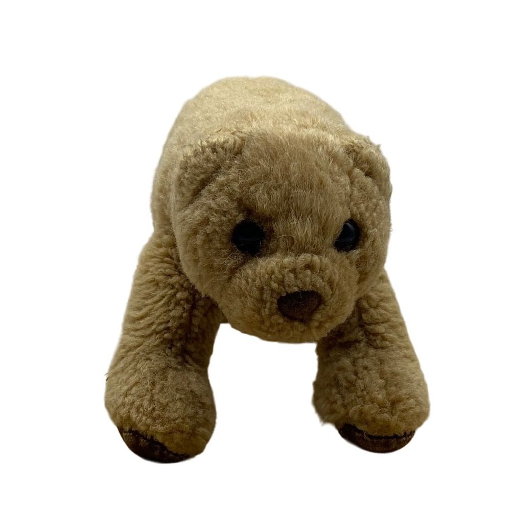 Vintage Russ Berrie Bear Plush Stuffed Animal Light Brown On All Four Legs